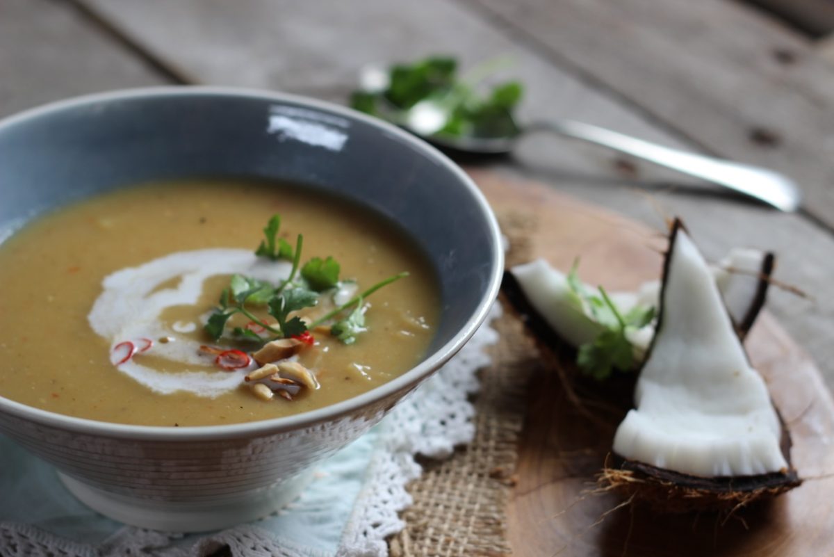 Spicy Roasted Sweet Potato and Coconut Soup
