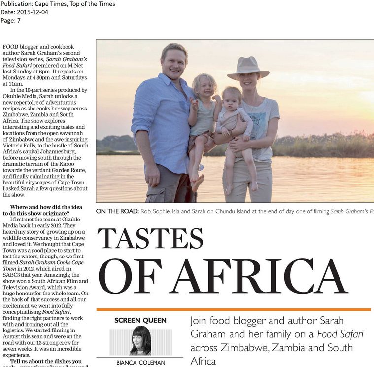 Food Safari in the Cape Times