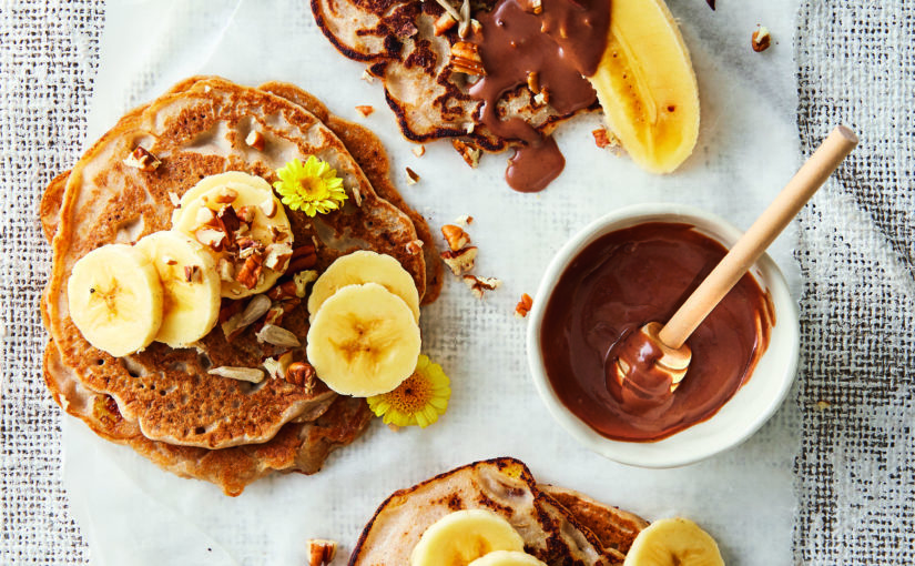 Banana Pancakes with Espresso Chocolate Sauce