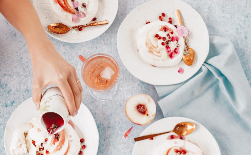 Summer Pavlovas with Rosé and Star Anise Syrup