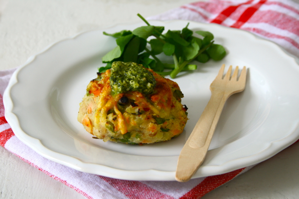 Smashed Pea & Rainbow Trout Fishcakes with Watercress Pesto