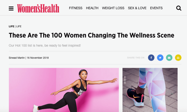 Women’s Health 100 Women Changing the Wellness Scene