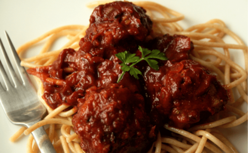 Baked Lamb Meatballs in Tomato and Red Wine Sauce