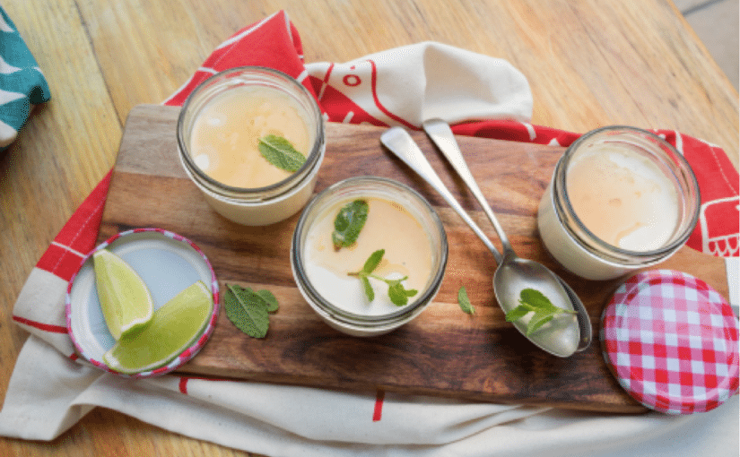 Coconut Panna Cotta with Lime and Ginger Syrup
