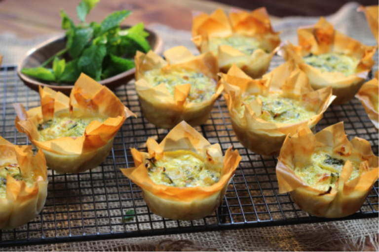 Courgette, Feta and Mint Tartlets with Goats Cheese - Sarah Graham Food