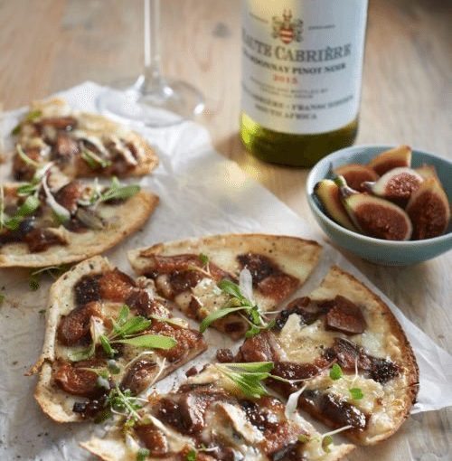 Fig Jam, Rosemary and Brie Pizzas