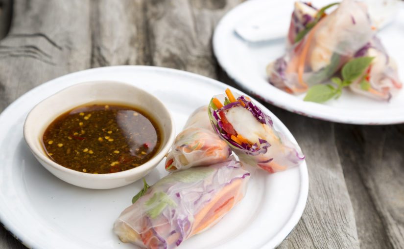 Prawn Rice Paper Rolls with Lime Soy Dipping Sauce