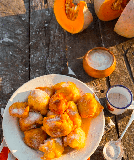 Pumpkin Fritters with Sweet Ginger Yoghurt