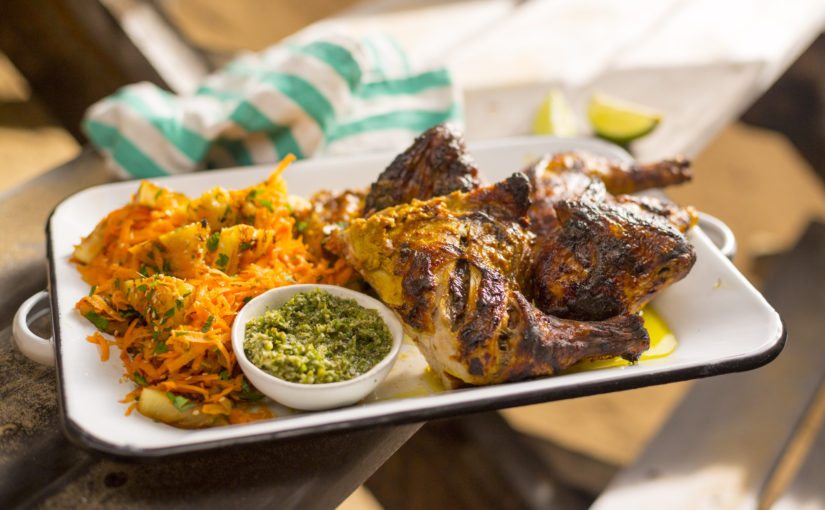 Tandoori Chicken with Pineapple and Carrot Salad and Coriander and Coconut Chutney
