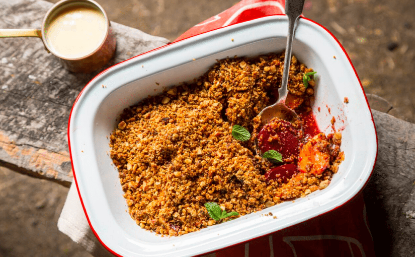 Thyme, Peach and Plum Crumble (and Amazing Custard)